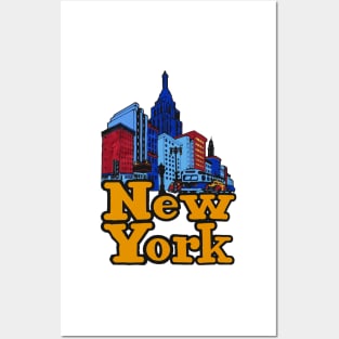 Vintage Retro New York Skyline Decal Posters and Art